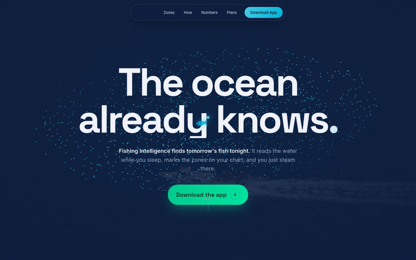 Launch site direction: The ocean already knows, set in a particle field