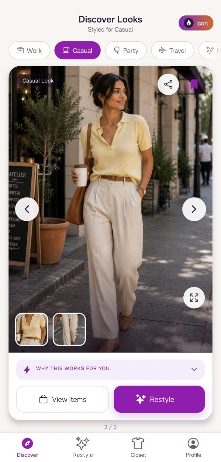 Discover feed with a casual look styled for the user